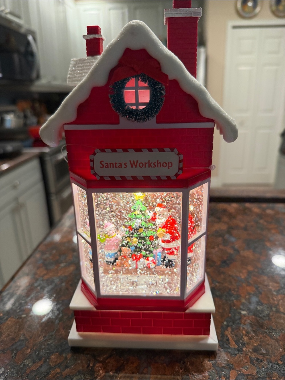 Santa's Workshop Red Holiday DΓ©cor Figurine animated plays many different songs